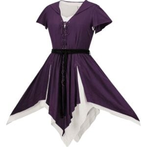 Robyn Short Hooded Medieval Dress with Chemise - Mystic Purple