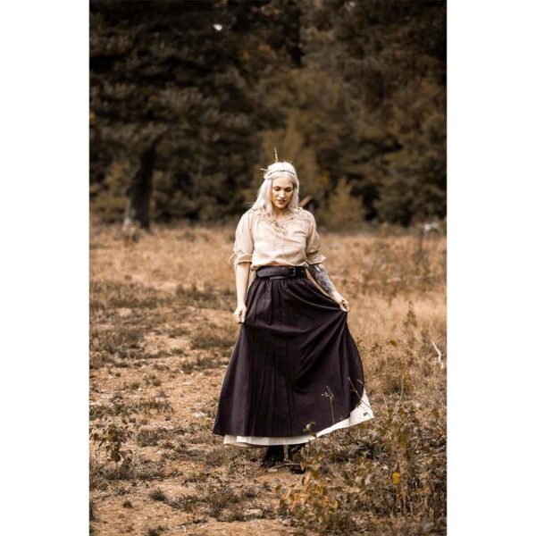 Elise Medieval Layered Skirt - Brown/Natural