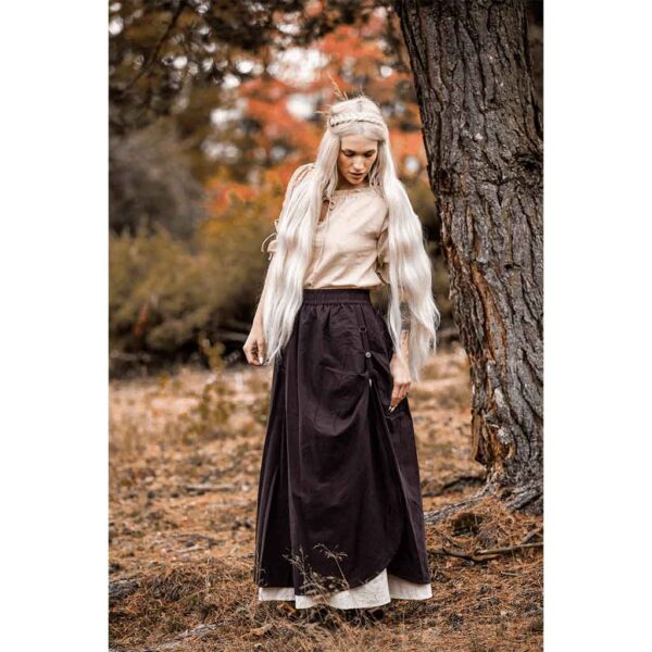 Elise Medieval Layered Skirt - Brown/Natural