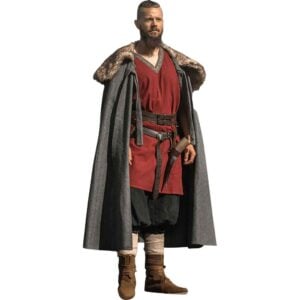 Janne Viking Cloak with Faux Fur Trim - Grey