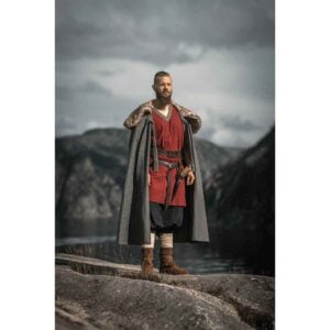 Janne Viking Cloak with Faux Fur Trim - Grey