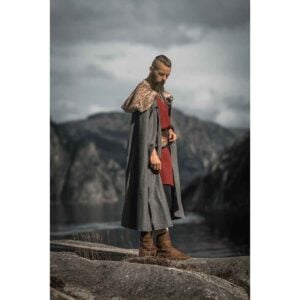Janne Viking Cloak with Faux Fur Trim - Grey