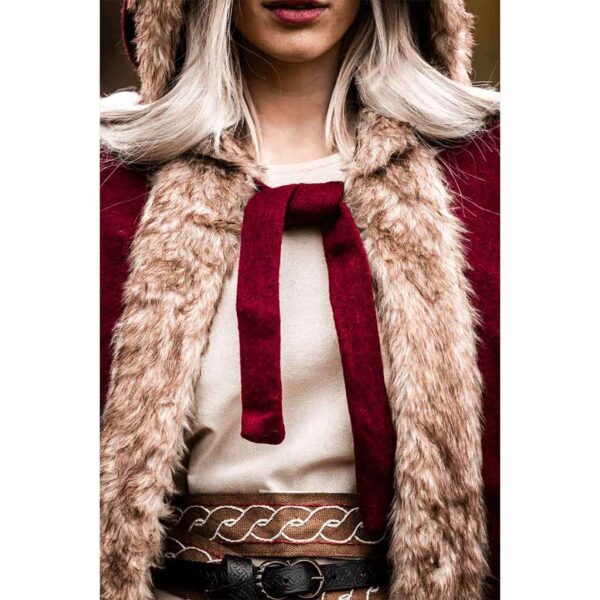 Fjell Faux Fur Trim Viking Cape - Red