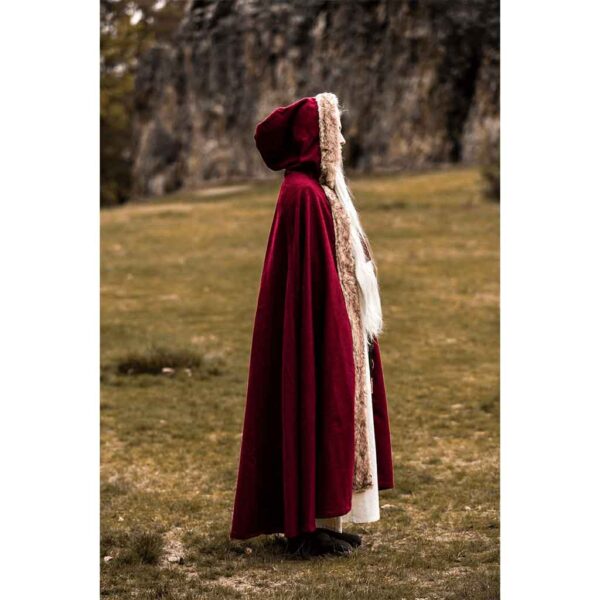 Fjell Faux Fur Trim Viking Cape - Red