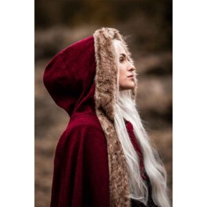 Fjell Faux Fur Trim Viking Cape - Red