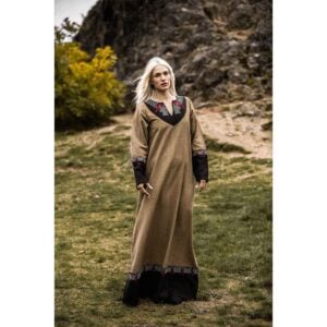 Idun Embroidered Viking Dress - Sand