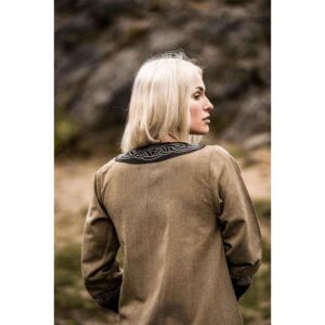 Idun Embroidered Viking Dress - Sand