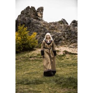 Idun Embroidered Viking Dress - Sand