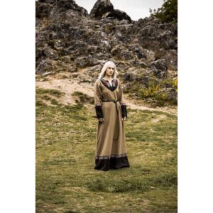 Idun Embroidered Viking Dress - Sand