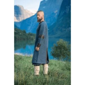 Leif Leather Trim Viking Tunic - Blue