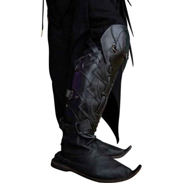 Shadow Leather Greaves - Black