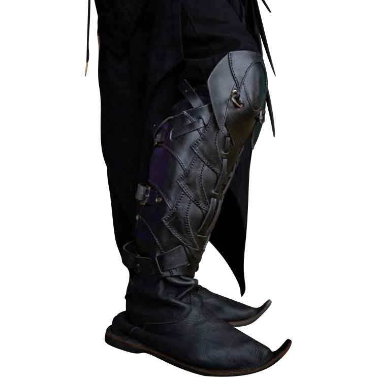 Shadow Leather Greaves - Black