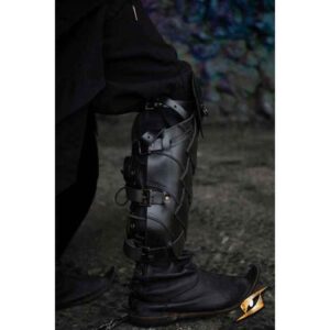 Shadow Leather Greaves - Black