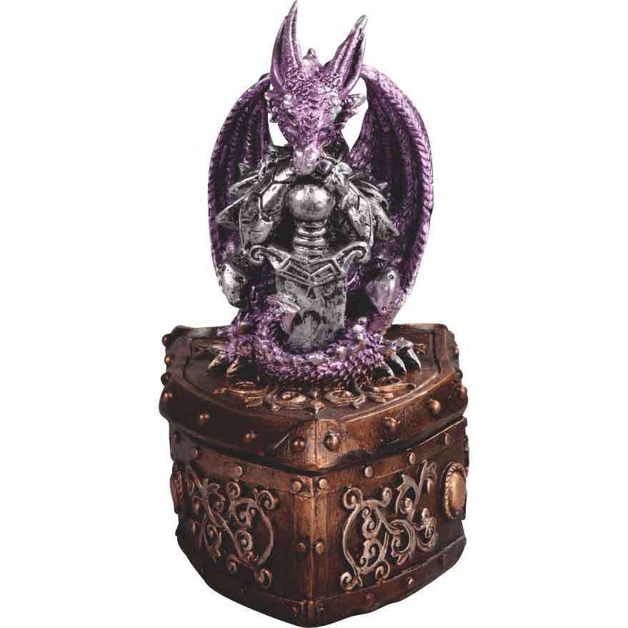 Purple Dragon with Sword Trinket Box