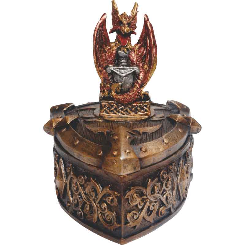 Red Dragon with Sword Trinket Box
