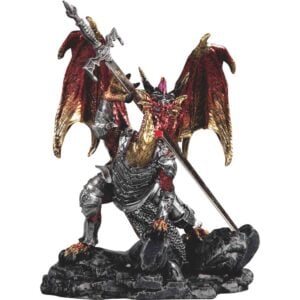 Red Dragon with Sword Statue