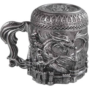 Silver Castle Dragon Mug with Lid