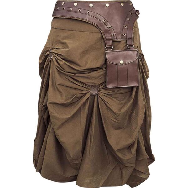 Brown Steampunk Ruched Skirt