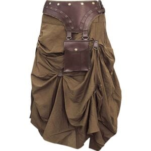 Brown Steampunk Ruched Skirt