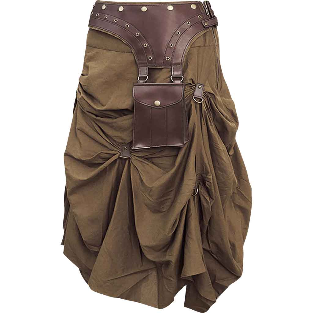Brown Steampunk Ruched Skirt