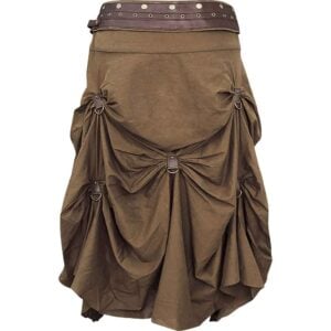 Brown Steampunk Ruched Skirt