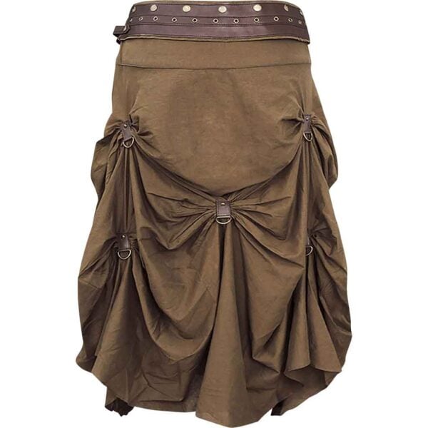 Brown Steampunk Ruched Skirt