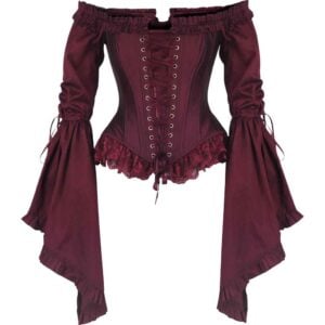 Burgundy Off-Shoulder Overbust Rococo Corset