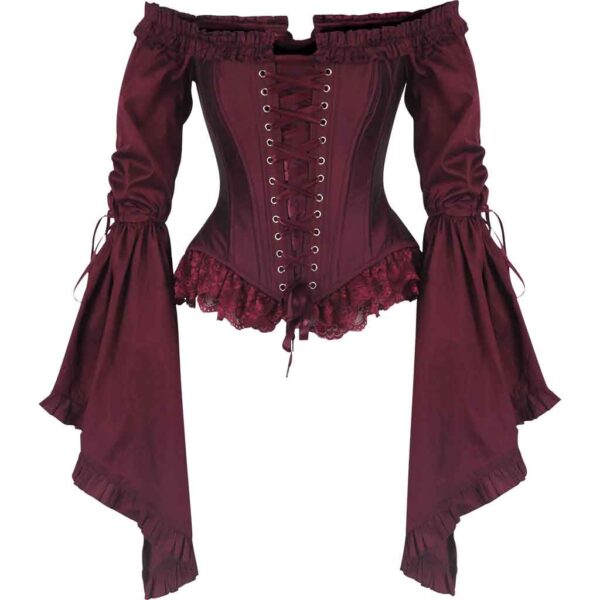 Burgundy Off-Shoulder Overbust Rococo Corset