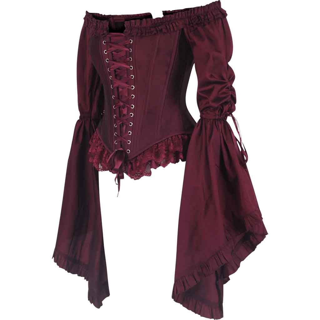 Burgundy Off-Shoulder Overbust Rococo Corset