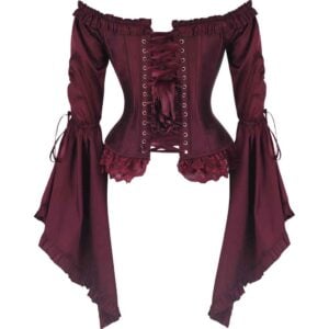 Burgundy Off-Shoulder Overbust Rococo Corset