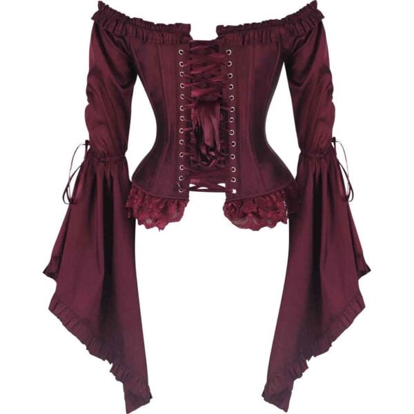 Burgundy Off-Shoulder Overbust Rococo Corset