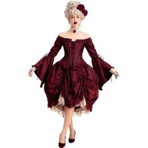 Burgundy Off-Shoulder Overbust Rococo Corset