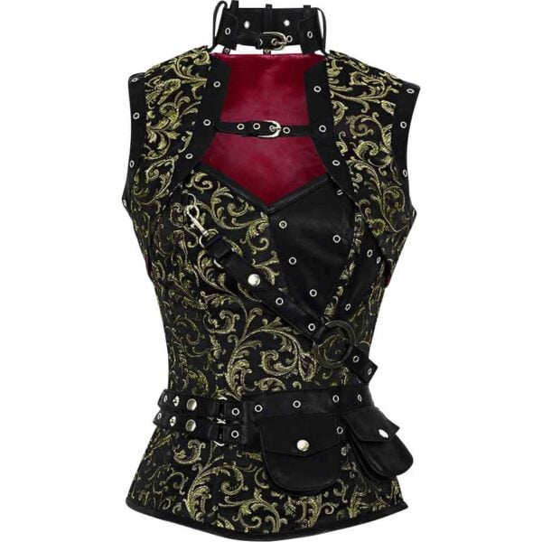 Gold Steampunk Brocade Corset with Jacket