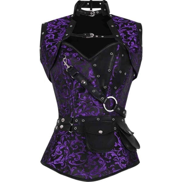 Purple Steampunk Brocade Corset with Jacket