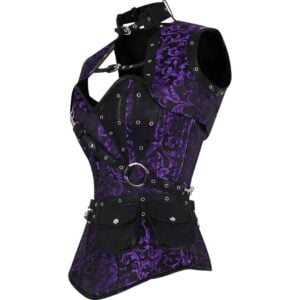 Purple Steampunk Brocade Corset with Jacket