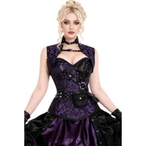 Purple Steampunk Brocade Corset with Jacket
