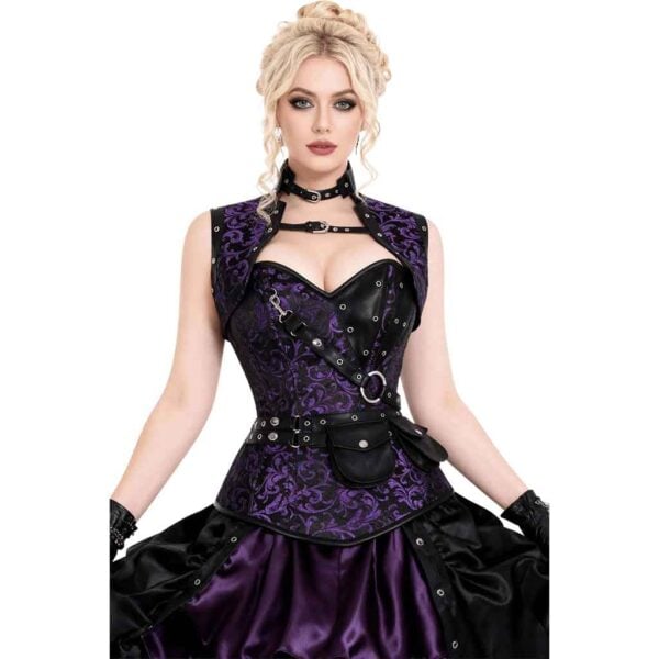 Purple Steampunk Brocade Corset with Jacket
