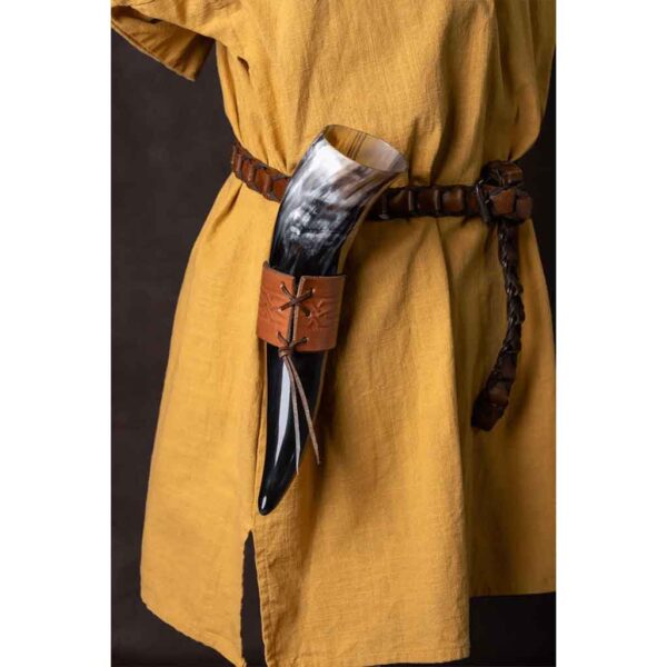 Embossed Leather Horn Holder
