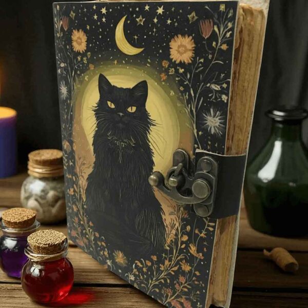 Black Cat Leather Journal
