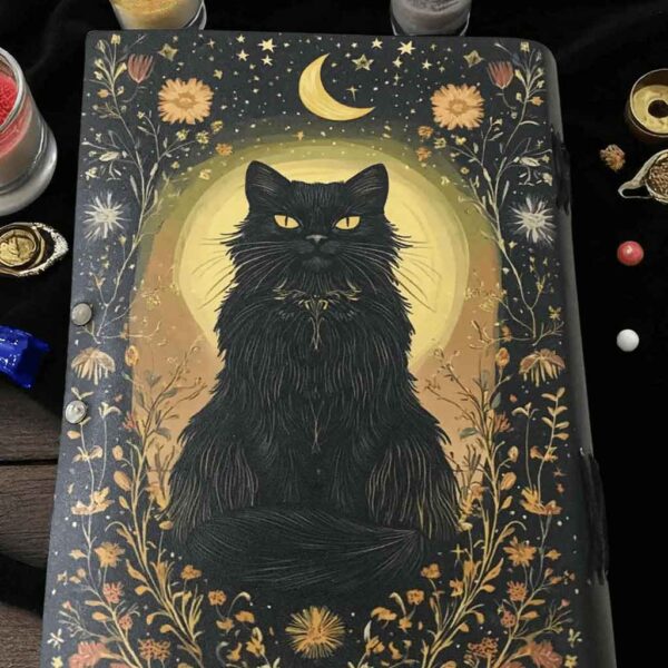 Black Cat Leather Journal