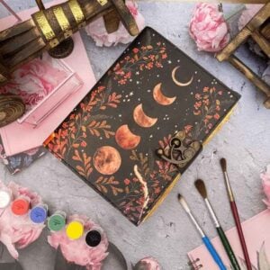 Red Moon Phase Leather Journal