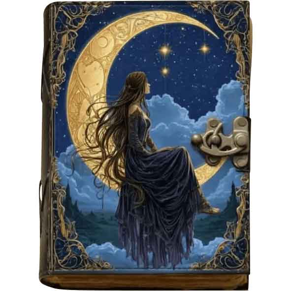 Celestial Moon Maiden Leather Journal