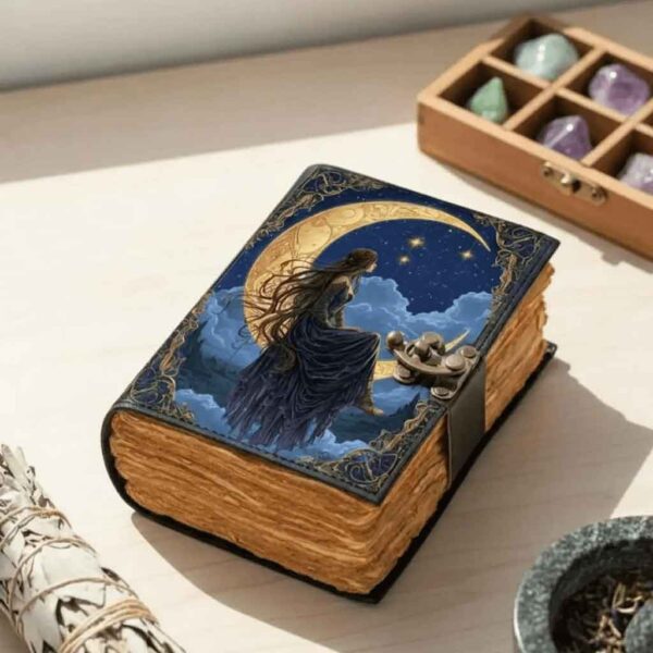 Celestial Moon Maiden Leather Journal