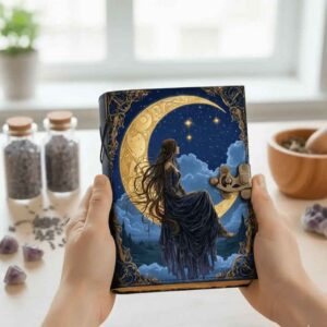 Celestial Moon Maiden Leather Journal
