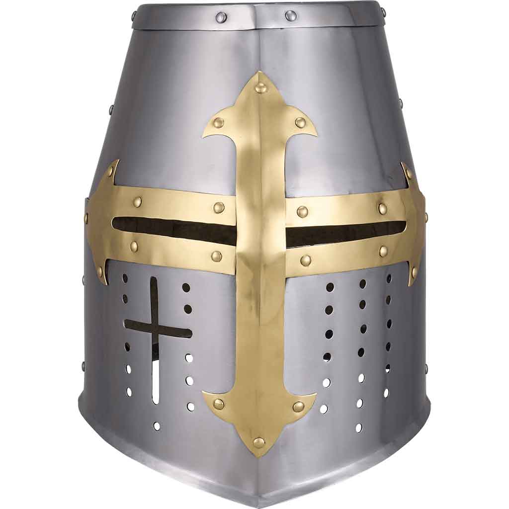 Brass Cross Knight Great Helm