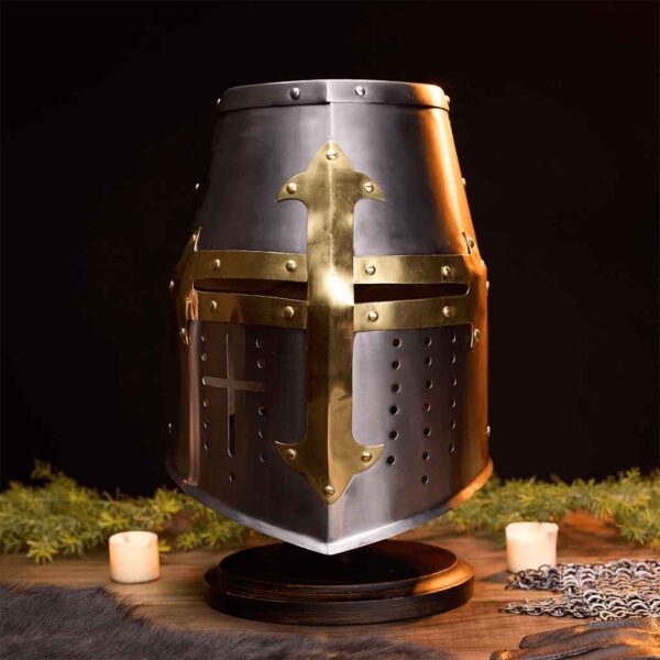 Brass Cross Knight Great Helm