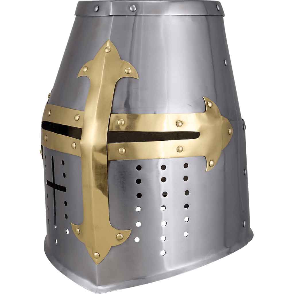 Brass Cross Knight Great Helm