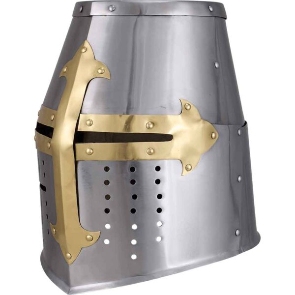 Brass Cross Knight Great Helm