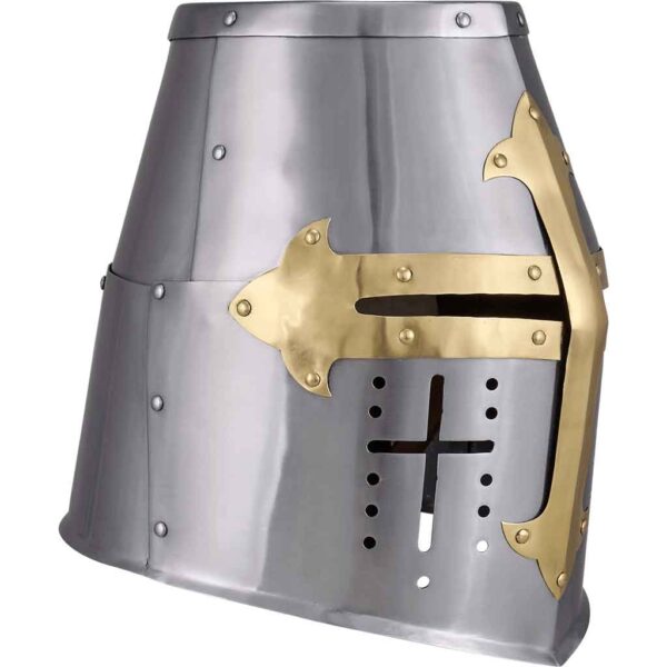 Brass Cross Knight Great Helm
