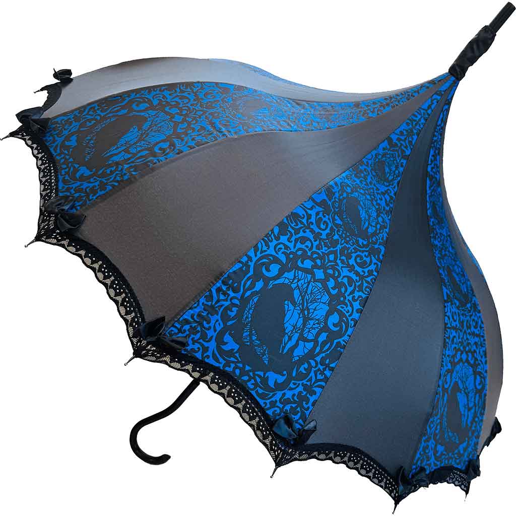 Blue Gothic Raven Umbrella